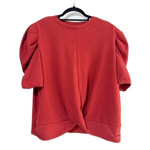 Grace + Karma Cotton Puff Sleeve‎ Top Rust Women's Size XL